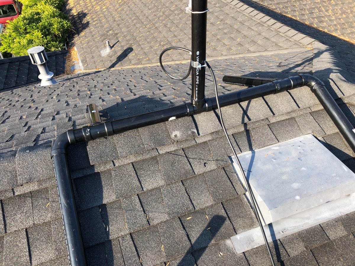 plastic pipe antenna mount close-up