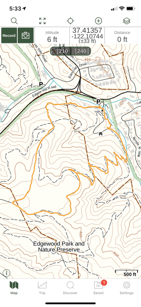 Edgewood Park GPS track